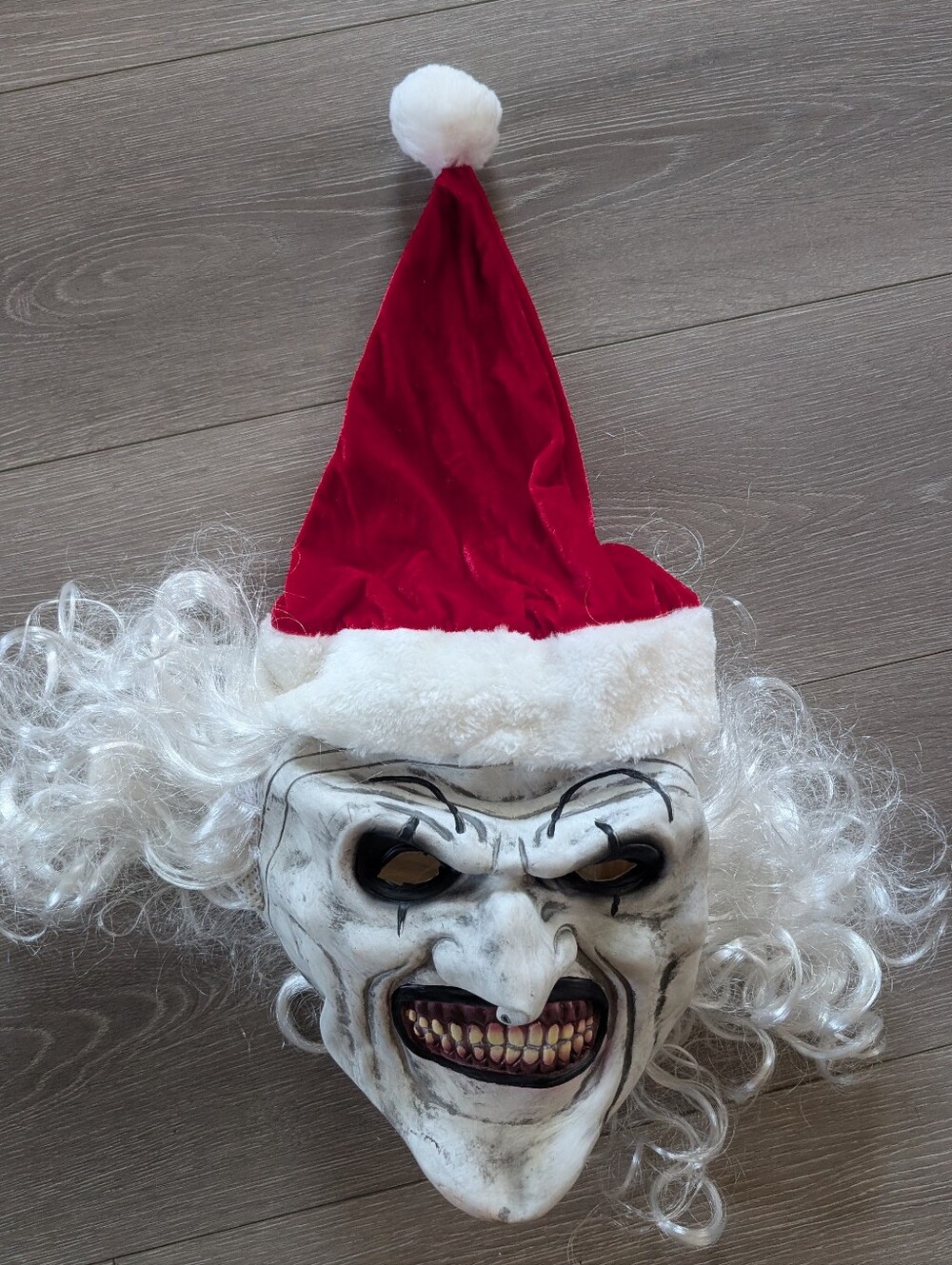Red Santa Hat Horror Mask - Festive Scary Costume